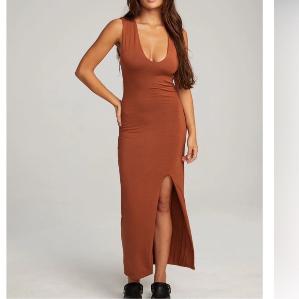 Chaser Brown Sleeveless Maxi Dress